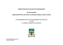 Habitats Directive Assessment Screening Report for the Proposed