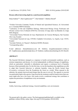 J. Arid Environ. 155 (2018): 79-81 DOI: 10.1016/J.Jaridenv.2018.02.003 the Present Pdf Is the Author Version. the Final Paginate