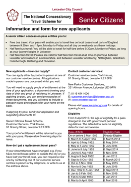 Senior Citizen Concessionary Travel