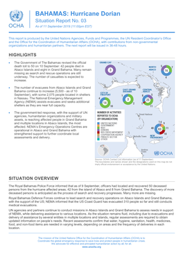 BAHAMAS: Hurricane Dorian Situation Report No