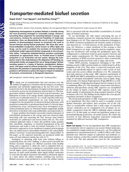 Transporter-Mediated Biofuel Secretion