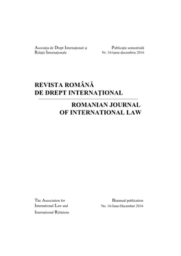 Revista Română De Drept Internaţional Romanian