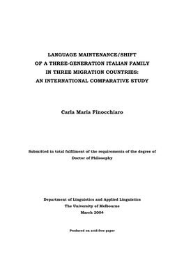 Language Maintenance/Shift of the Third