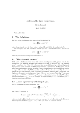 Notes on the Weil Conjectures