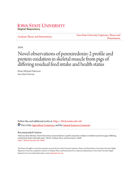 Novel Observations of Peroxiredoxin-2 Profile and Protein