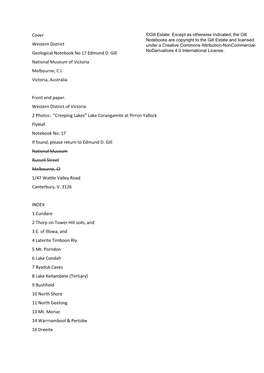 Cover Western District Geological Notebook No 17 Edmund D. Gill