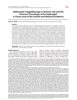 Methuselah's Begetting Age in Genesis 5:25 and the Primeval Chronology of the Septuagint