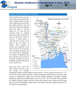Disaster Incidences in Bangladesh in June, 2015