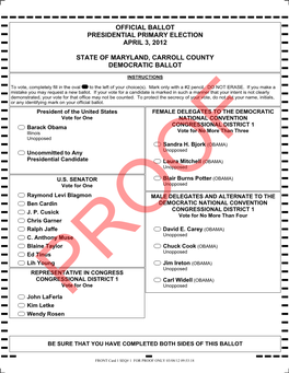 Carroll County Democratic Ballot