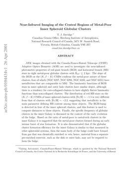 Near-Infrared Imaging of the Central Regions of Metal-Poor Inner