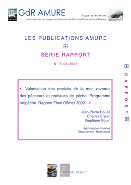 Gdr AMURE Groupe De Recherche Aménagement Des Usages Des Ressources Et Des Ecosystèmes Marins Et Littoraux