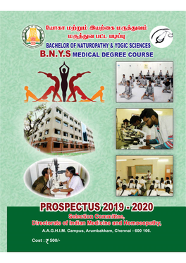 Government of Tamil Nadu Prospectus for Admission to Bnys Medical