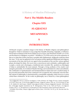 A History of Muslim Philosophy Part 4. the Middle-Roaders Chapter XXX