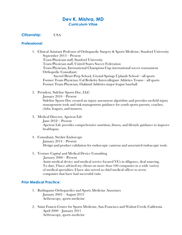 Dev K. Mishra, MD Curriculum Vitae