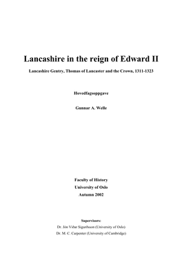 Lancashire in the Reign of Edward II