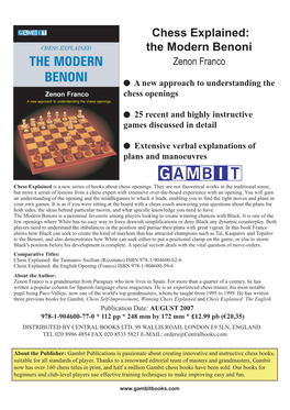 Chess Explained: the Modern Benoni Zenon Franco