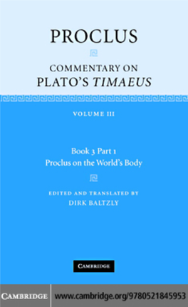 Proclus' Commentary on Plato's Timaeus, Volume 3, Book 3, Part 1