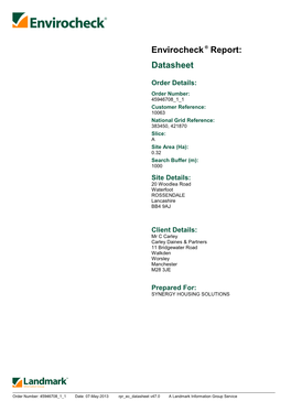 Datasheet Report