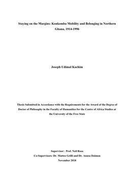 Staying on the Margins: Konkomba Mobility and Belonging in Northern Ghana, 1914-1996