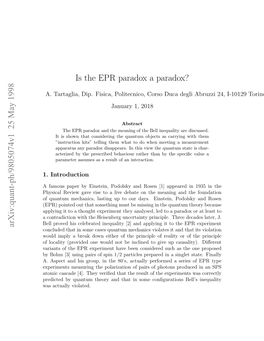 Is the EPR Paradox Really a Paradox?