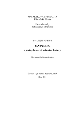 JAN PYSZKO - Poeta, Tłumacz I Animator Kultury