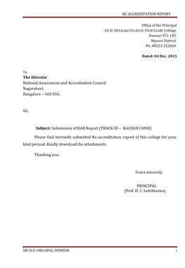 The Director National Assessment and Accreditation Council Nagarabavi, Bangalore – 560 056