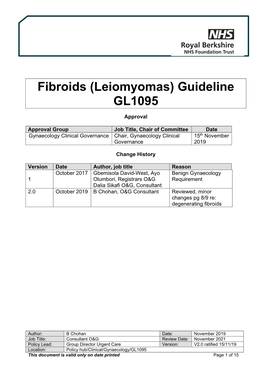 Fibroids (Leiomyomas) Guideline GL1095