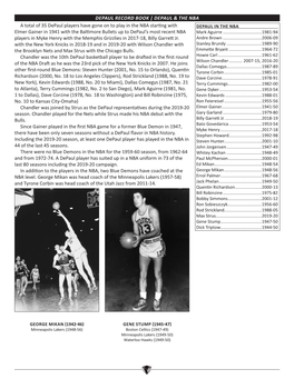 DEPAUL RECORD BOOK | DEPAUL & the NBA a Total of 35 Depaul