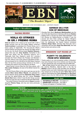 “The Breeders' Digest” VOILA ICI STRIKES in GR.1 PREMIO ROMA