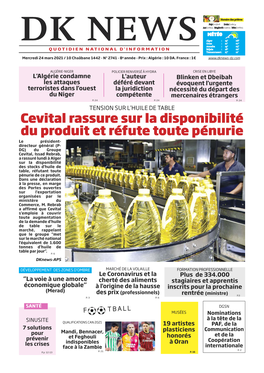 Cevital Rassure Sur La Disponibilité Du Produit Et Réfute Toute Pénurie