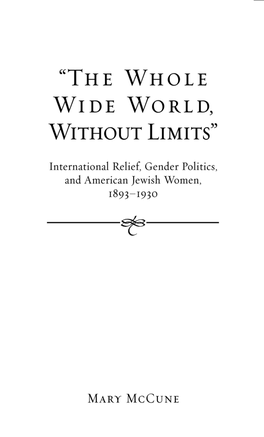 International Relief, Gender Politics, and American Jewish Women, 1893–1930 6