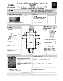 St Pancras, Widecombe-In-The-Moor, Devon TQ13 7TA Trail Answers and Explanatory Notes for Parents, Teachers and Accompanying Adults Children’S Answers Are in Bold