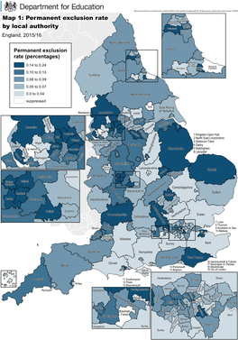 Map 1: Permanent Exclusion Rate by Local Authority