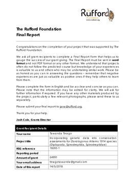 The Rufford Foundation Final Report