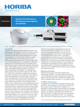 Quantum Dot Absorbance, Photoluminescence Spectra and Lifetimes