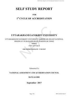 Self Study Report of Uttarakhand Sanskrit University