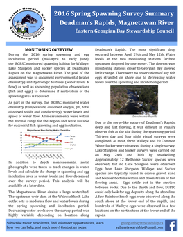 2016 Spring Spawning Survey Summary Deadman's Rapids