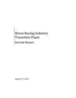 Horse Racing Industry Transition Panel Interim Report