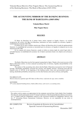 The Accounting Mirror of the Banking Business: the Bank of Barcelona (1845-1856) ·