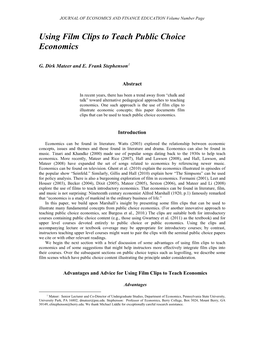 Using Film Clips to Teach Public Choice Economics