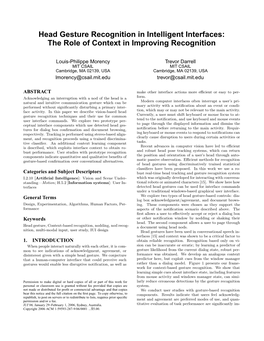 Head Gesture Recognition in Intelligent Interfaces: the Role of Context in Improving Recognition