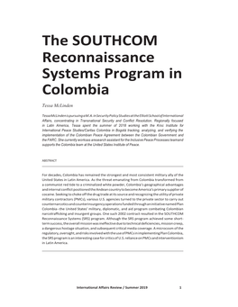 The SOUTHCOM Reconnaissance Systems Program in Colombia