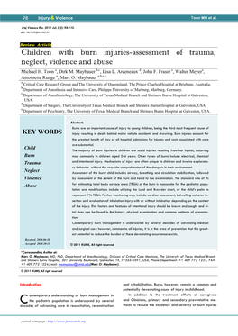 Children with Burn Injuries-Assessment of Trauma, Neglect, Violence and Abuse a B,C D a E Michael H