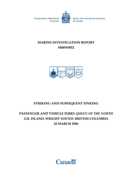 Marine Investigation Report M06w0052 Striking And