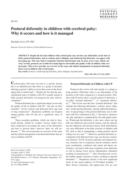 Postural Deformity in Children with Cerebral Palsy: Why It Occurs and How Is It Managed