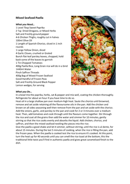 Mixed Seafood Paella