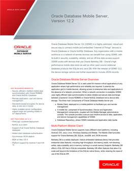 Oracle Database Mobile Server, Version 12.2