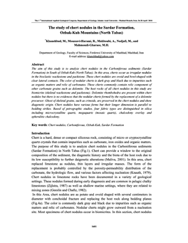 The Study of Chert Nodules in the Sardar Formation, Ozbak-Kuh Mountains (North Tabas)