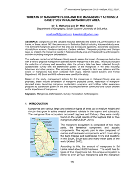 Threats of Mangrove Flora and the Management Actions; a Case Study in Kaluwanchikudy Area