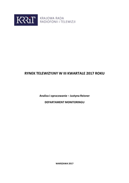 Rynek Telewizyjny W III Kwartale 2017 R